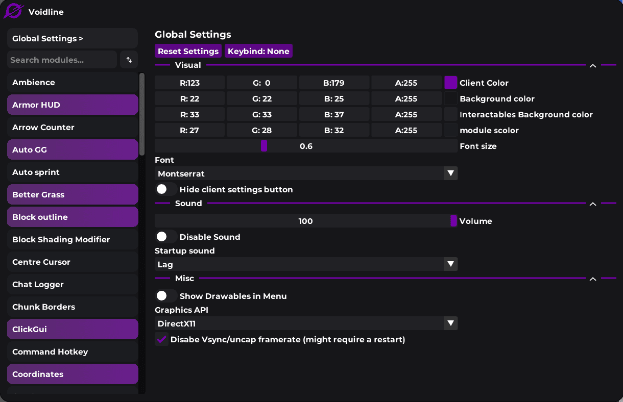 Voidline ClickGUI Preview
